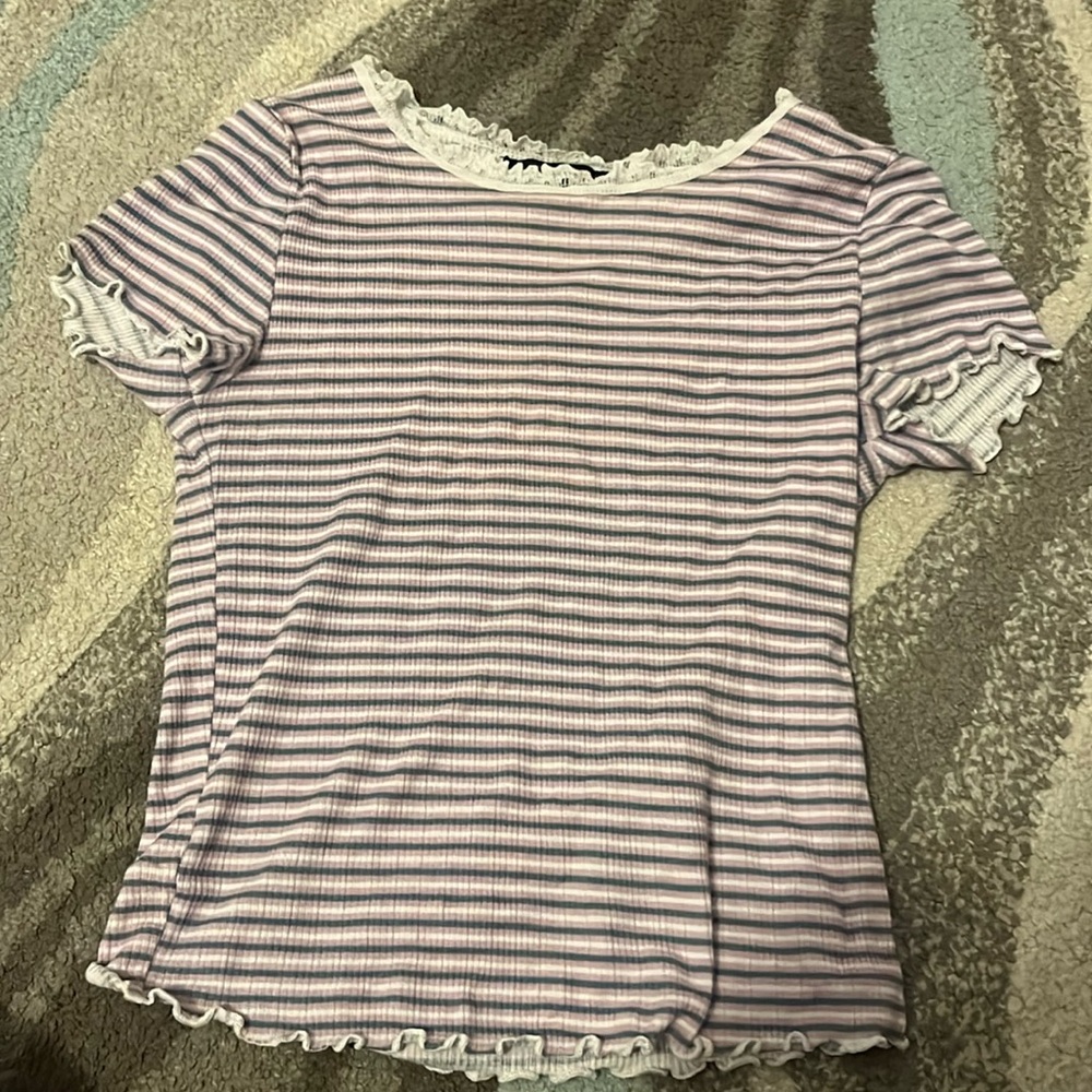 Forever 21 size S purple, green, and white striped skin tight top.